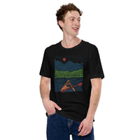 Kayaking Granola Forest Themed T-Shirt - Embrace The Lake & Yak Life - Adventure Awaits Tee - Gift for Avid Paddler, Nature Lover - Black