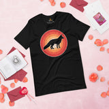 Fox 80s Retro Sunset Aesthetic T-Shirt - Embrace Your Foxy Side - Cottagecore Fursuit, Furry Fandom Tee - Gift for Fox & Nature Lovers - Black