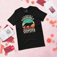 Coyote Retro Aesthetic T-Shirt - Embrace Your Wolfy Side - Always Be Yourself Tee - Ideal Gift for Wolf Lovers & Nature Enthusiasts - Black