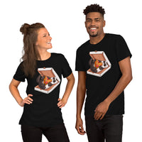 Fuzzy Ferret & Pizza T-Shirt - Sable, Weasel Shirt - Foodie Tee - Gift for Ferret & Animal Lovers - Mustela Rescue & Adoption Tee - Black, Unisex