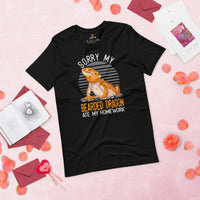 Camping Shirt - Bearded Dragon T-Shirt - Gifts for Outdoorsmen, Nature & Animal Lovers - Reptile Shirt - My Beardie Ate My Homework T-Shirt - Black