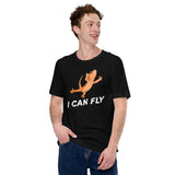 Gecko T-Shirt - I Can Fly Tee - Reptile Addict & Charm Shirt - Ideal Gift for Lizard Dad/Mom & Lovers - Amphibians, Lacertilia Shirt - Black