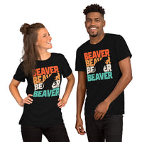 Beaver Retro Aesthetic T-Shirt - Marmota Shirt - Gift for Beaver Lovers & Pet Lovers, Zookeepers - River & Woodland Rodent Animal Tee - Black, Unisex