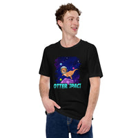 Otter Space T-Shirt: Embark on Cosmic Adventures with Adorable Astronaut Otter - Cosmonaut Mustalid Tee - Gift for Otter & Space Lovers - Black