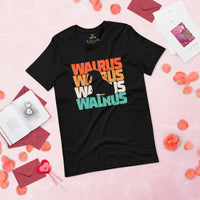Walrus 80s Retro Aesthetic T-Shirt - Ideal Gift for Aquatic Animals, Marine Mammal Lovers - Save The Walruses, Animal Activists Tee - Black