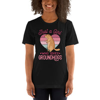 Furry Potato Shirt - Just A Girl Who Loves Groundhogs T-Shirt - Cavy Lovers Tee - Ideal Gift for Rodent & Animal Lovers - Zoology Shirt - Black