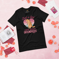 Furry Potato Shirt - Just A Girl Who Loves Groundhogs T-Shirt - Cavy Lovers Tee - Ideal Gift for Rodent & Animal Lovers - Zoology Shirt - Black