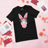 Rabbit & Hare T-Shirt - Easter Buck Bunny Blowing Bubble Shirt - Ideal Gift for Rabbit Dad/Mom & Whisperer, Animal Lovers & Pet Owners - Black