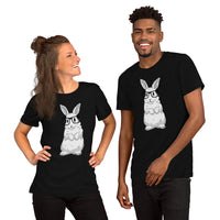 Adorable Hipster Rabbit & Hare T-Shirt - Easter Buck Bunny Tee - Ideal Gift for Rabbit Dad/Mom & Whisperer, Animal Lovers & Pet Owners - Black, Unisex