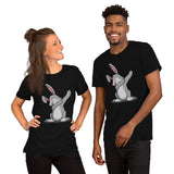 Adorable Dabbing Rabbit & Hare T-Shirt - Easter Buck Bunny Tee - Ideal Gift for Rabbit Dad/Mom & Whisperer, Animal Lovers & Pet Owners - Black, Unisex