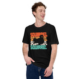 Squirrel 80s Retro Aesthetic T-Shirt - Chipmunk, Gerbil, Nutcracker, Woodland Animal Tee - Gift for Squirrel Dad/Mom, Lover & Feeder - Black