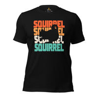 Squirrel 80s Retro Aesthetic T-Shirt - Chipmunk, Gerbil, Nutcracker, Woodland Animal Tee - Gift for Squirrel Dad/Mom, Lover & Feeder - Black