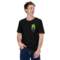 Adorable Tortoise In Pocket T-Shirt - Loggerhead, Land, Sea & Nautical Turtle Tee - Gift for Turtle & Animal Lovers - Safari Shirt - Black