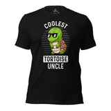 Coolest Tortoise Uncle T-Shirt - Loggerhead, Sea & Nautical Turtle Tee - Gift for Turtle Uncle & Animal Lovers - Zoo & Safari Shirt - Black