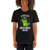 Coolest Chameleon Mom T-Shirt - Lizard Addiction & Charms Shirt - Gift for Reptile Mom & Pet Lover - Amphibians, Lacertilia Shirt - Black