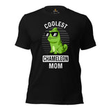 Coolest Chameleon Mom T-Shirt - Lizard Addiction & Charms Shirt - Gift for Reptile Mom & Pet Lover - Amphibians, Lacertilia Shirt - Black