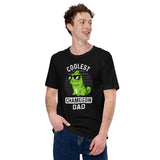 Coolest Chameleon Dad T-Shirt - Lizard Addiction & Charms Shirt - Gift for Reptile Dad & Pet Lover - Amphibians, Lacertilia Shirt - Black