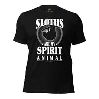 Sloth Lover & Squad T-Shirt - Sloths Are My Spirit Animal Shirt - Tree-Dwelling Mammal & Rainforest Creature Shirt - Zoo & Safari Shirt - Black