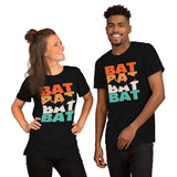 Bat 80s Retro Aesthetic T-Shirt - Flying Fox Shirt - Night Shift Shirt - Ideal Gift for Bat & Animal Lover - Biology & Zoology Shirt - Black, Unisex