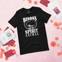 Bisons Are My Spirit Animal T-Shirt - American Buffalo, The Fluffy Cows Shirt - Yellowstone National Park Tee - Gift for Bison Lovers - Black