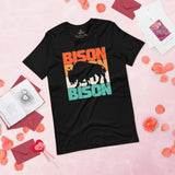 Bison Retro Aesthetic T-Shirt - American Buffalo, The Fluffy Cows Shirt - Yellowstone National Park Tee - Ideal Gift for Bison Lovers - Black