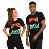 Bison Retro Aesthetic T-Shirt - American Buffalo, The Fluffy Cows Shirt - Yellowstone National Park Tee - Ideal Gift for Bison Lovers - Black, Unisex