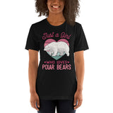 Polar Bear T-Shirt - Just A Girl Who Loves Polar Bears Shirt - Arctic Sea Bear, Marine Mammal Shirt - Gift for Polar Bear Lovers - Black