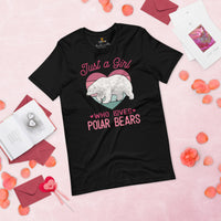 Polar Bear T-Shirt - Just A Girl Who Loves Polar Bears Shirt - Arctic Sea Bear, Marine Mammal Shirt - Gift for Polar Bear Lovers - Black