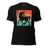 Unicorn 80s Retro Aesthetic T-Shirt - Fantasy Horse Shirt - Ideal Gift for Unicorn & Mythical Legendary Creatures Lovers - Black