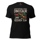 Official Dinosaur Research Team T-Shirt - T-Rex, Raptor Shirt - Paleozoo, Velociraptor, Jurassic Animal Shirt - Paleontology Shirt - Black