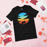 Elephant Retro Sunset Aesthetic T-Shirt - Mammoth, Mastodon, Elephas Vaporwave Tee - Gift for Elephant & Animal Lovers - Zoology Shirt - Black