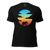 Elephant Retro Sunset Aesthetic T-Shirt - Mammoth, Mastodon, Elephas Vaporwave Tee - Gift for Elephant & Animal Lovers - Zoology Shirt - Black