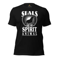 Seals Are My Spirit Animal T-Shirt - Seal Lover Shirt - Ideal Gift for Aquatic Animals & Marine Mammal Lovers - Marine Biology Shirt - Black