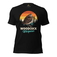 Upland Hunting Shirt - Gifts for Hunters, Bird Lovers, Birdwatchers, Birders, Nature Lovers - Birding T-Shirts - Woodcock Whisperer T-Shirt - Black