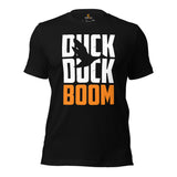 Mallard Duck Shirt - Gifts for Duck Hunters, Bird Lovers, Birdwatchers, Birders - Waterfowl Hunting T-Shirts - Funny Duck Duck Boom T-Shirt - Black