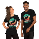 Hunting T-Shirt - Gift for Hunter, Bow Hunter, Archer & Animal Lover - Moose Lover Shirt - Moose Whisperer Retro Aesthetic Shirt - Black, Unisex