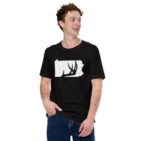 Deer T-Shirt - Buck Shirt - Gifts for Hunters, Outdoorsmen, Nature Lovers - Pennsylvania T-Shirt - Deer Hunting Shirts - Antler T-Shirt - Black