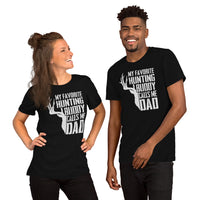 Buck & Deer Hunting T-Shirt - Gift for Hunter, Bow Hunter & Archer - Hunting Season Tee - My Favorite Hunting Buddy Calls Me Dad Shirt - Black, Unisex