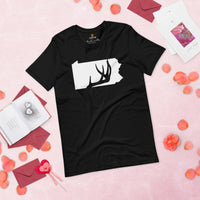 Deer T-Shirt - Buck Shirt - Gifts for Hunters, Outdoorsmen, Nature Lovers - Pennsylvania T-Shirt - Deer Hunting Shirts - Antler T-Shirt - Black