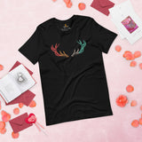 Buck & Deer Hunting T-Shirt - Gift for Hunter, Bow Hunter & Archer - Buck Hunting Season Tee - Shed Antlers Retro Aesthetic Shirt - Black