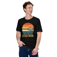 Bow Hunting T-Shirt - Gifts for Hunters, Archers - Duck & Deer Hunting Season Merch - It's Just A Fletch Wound Retro Aesthetic Shirt - Black