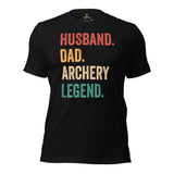 Bow Hunting T-Shirt - Gifts for Hunters, Archers - Deer & Buck Hunting Season Merch - Husband Dad Archery Legend Retro Aesthetic Shirt - Black