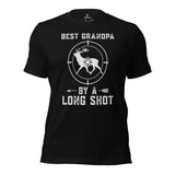 Bow Hunting T-Shirt - Ideal Gifts for Hunters, Archers - Deer & Buck Antlers Hunting Season Merch - Best Grandpa By A Long Shot Shirt - Black