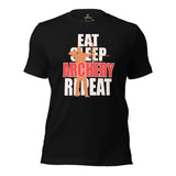 Bow Hunting T-Shirt - Gifts for Hunters, Archers - Deer & Buck Antlers Hunting Season Merch - Eat Sleep Archery Repeat Shirt - Black