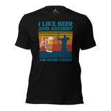 Bow Hunting T-Shirt - Gifts for Hunters, Archers & Beer Lovers - Hunting Season Tee - I Like Beer And Archery And Maybe 3 People Shirt - Black