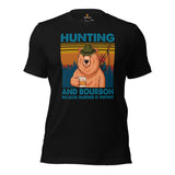 Bow Hunting T-Shirt - Gifts for Hunters, Archers & Wine Lovers - Smokey Bear Merch - Hunting And Bourbon Because Murder Is Wrong Shirt - Black