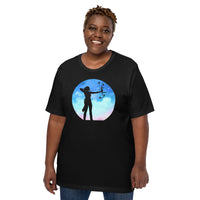 Bow Hunting T-Shirt - Gifts for Hunters & Archers - Deer & Buck Antlers Hunting Season Merch - Archery Girl Vaporwave Aesthetic Shirt - Black, Plus Size
