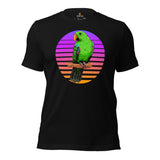 Adorable Eclectus Parrot Vaporwave Aesthetic T-Shirt - Cottagecore Geek Granola Tee for Outdoorsy Birder, Birdwatcher, Parrot Owner - Black