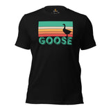 Upland Hunting Shirt - Presents, Gift Ideas for Bird Lovers, Hunters, Birdwatchers, Birders - Silly Goose & Duck Shirt - Retro Goose Tee - Black