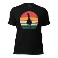 Silly Goose Retro Aesthetic T-shirt - Vintage Widgeon, Geese Shirt - Cottagecore, Farmcore Tee for Granola Girl & Guy, Goose Lovers - Black